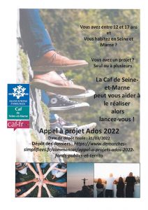 Affiche appel à projet ados 2022